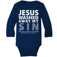 Jesus Washed Away My Sin Catholic Baby Long Sleeve Bodysuit