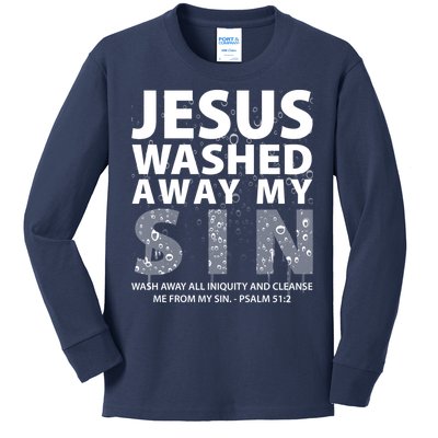 Jesus Washed Away My Sin Catholic Kids Long Sleeve Shirt