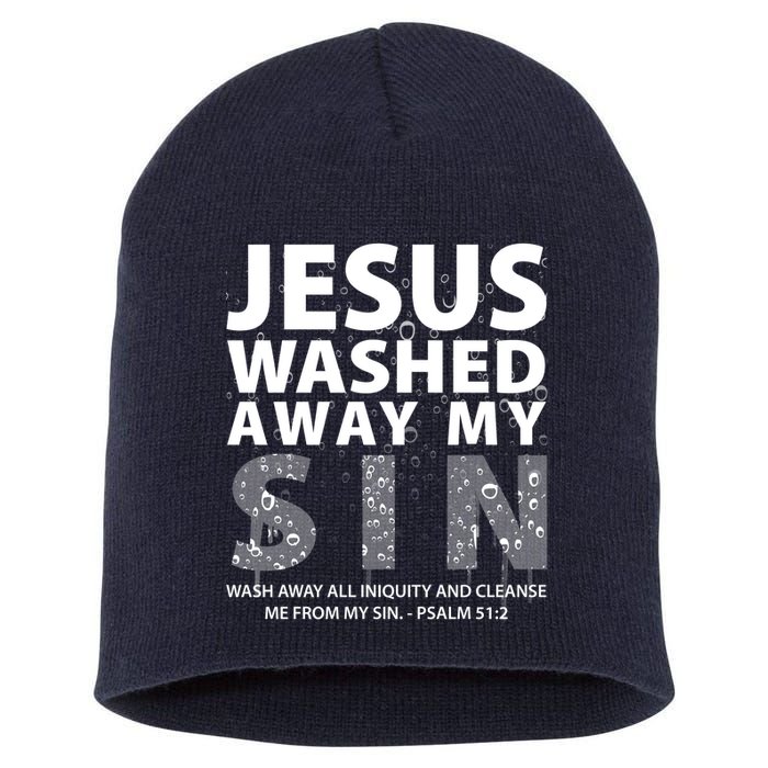 Jesus Washed Away My Sin Catholic Short Acrylic Beanie