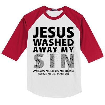 Jesus Washed Away My Sin Catholic Kids Colorblock Raglan Jersey