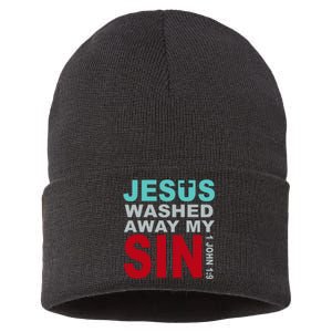 Jesus Washed Away My Sin John 1:9 Sustainable Knit Beanie