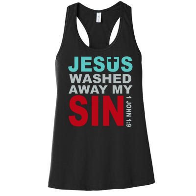 Jesus Washed Away My Sin John 1:9 Women's Racerback Tank