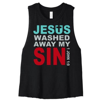 Jesus Washed Away My Sin John 1:9 Women's Racerback Cropped Tank