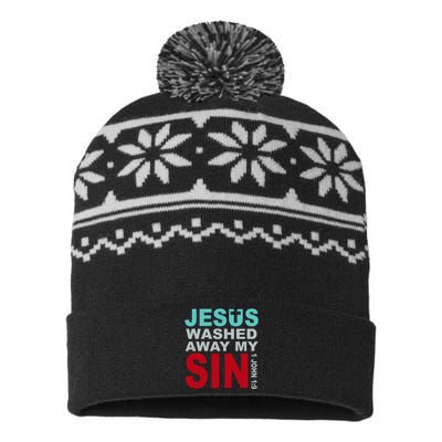 Jesus Washed Away My Sin John 1:9 USA-Made Snowflake Beanie