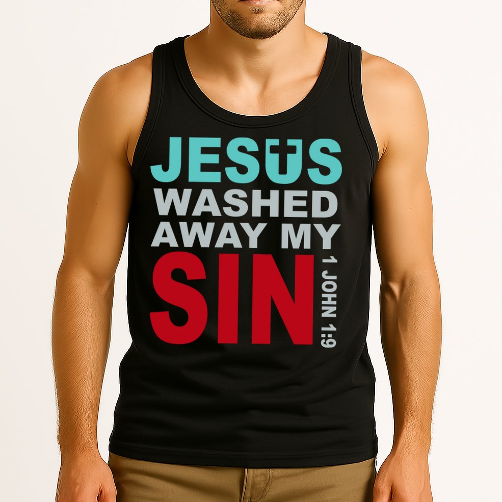 Jesus Washed Away My Sin John 1:9 Tank Top