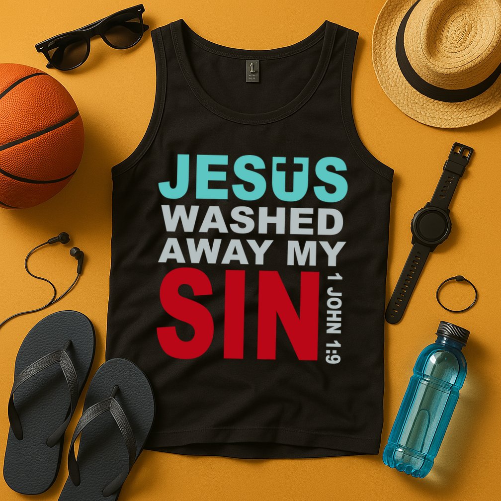Jesus Washed Away My Sin John 1:9 Tank Top