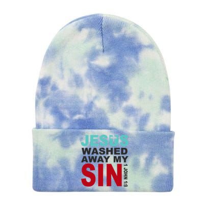 Jesus Washed Away My Sin John 1:9 Tie Dye 12in Knit Beanie