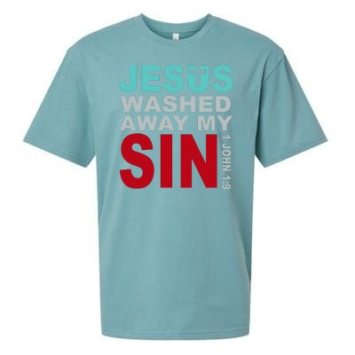 Jesus Washed Away My Sin John 1:9 Sueded Cloud Jersey T-Shirt