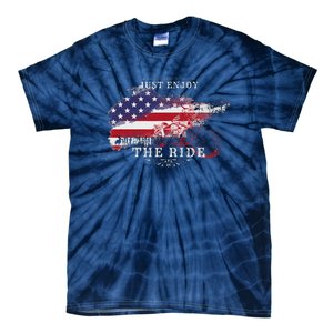 Just Enjoy The Ride Motorcycle Usa Flag Distressed Retro Tie-Dye T-Shirt