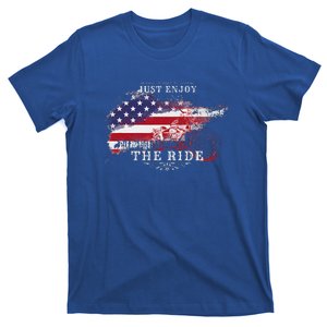 Just Enjoy The Ride Motorcycle Usa Flag Distressed T-Shirt