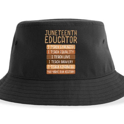 Juneteenth Educator Teach Strength Melanin Teacher Sustainable Bucket Hat