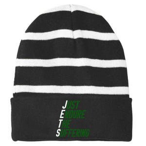 Just Endure The Suffering Striped Beanie with Solid Band