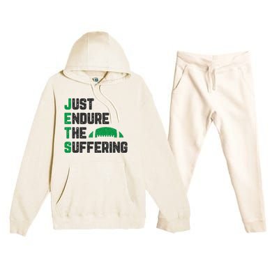 Just Endure The Suffering Football Vintage Premium Hooded Sweatsuit Set