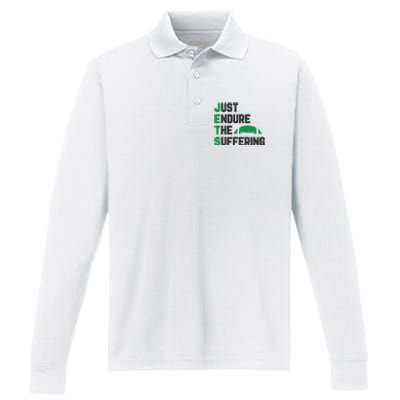 Just Endure The Suffering Football Vintage Performance Long Sleeve Polo