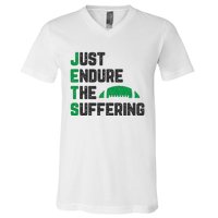 Just Endure The Suffering Football Vintage V-Neck T-Shirt