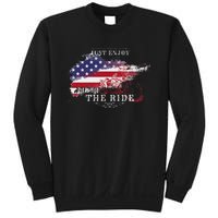 Just Enjoy The Ride Motorcycle Usa Flag Distressed Sweatshirt