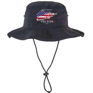 Just Enjoy The Ride Motorcycle Usa Flag Distressed Legacy Cool Fit Booney Bucket Hat