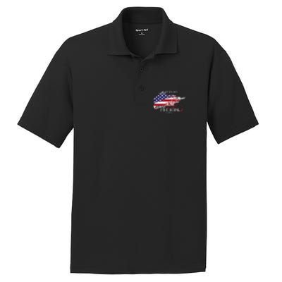 Just Enjoy The Ride Motorcycle Usa Flag Distressed PosiCharge RacerMesh Polo