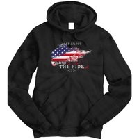 Just Enjoy The Ride Motorcycle Usa Flag Distressed Tie Dye Hoodie