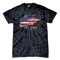 Just Enjoy The Ride Motorcycle Usa Flag Distressed Tie-Dye T-Shirt