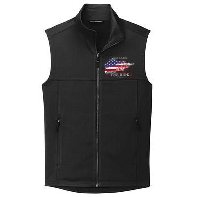 Just Enjoy The Ride Motorcycle Usa Flag Distressed Collective Smooth Fleece Vest