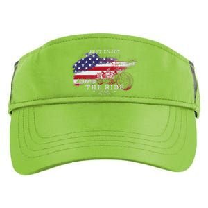 Just Enjoy The Ride Motorcycle Usa Flag Distressed Retro Adult Drive Performance Visor