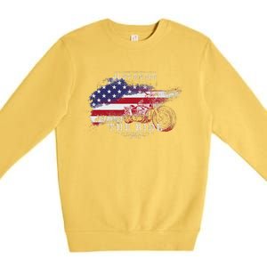 Just Enjoy The Ride Motorcycle Usa Flag Distressed Retro Premium Crewneck Sweatshirt