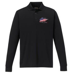 Just Enjoy The Ride Motorcycle Usa Flag Distressed Retro Performance Long Sleeve Polo