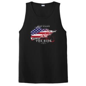 Just Enjoy The Ride Motorcycle Usa Flag Distressed Retro PosiCharge Competitor Tank