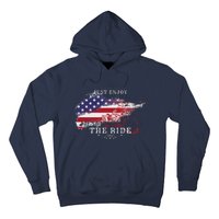 Just Enjoy The Ride Motorcycle Usa Flag Distressed Retro Hoodie