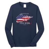 Just Enjoy The Ride Motorcycle Usa Flag Distressed Retro Long Sleeve Shirt