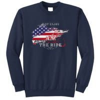 Just Enjoy The Ride Motorcycle Usa Flag Distressed Retro Sweatshirt