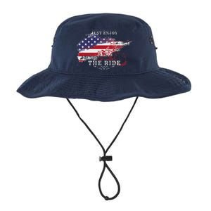 Just Enjoy The Ride Motorcycle Usa Flag Distressed Retro Legacy Cool Fit Booney Bucket Hat