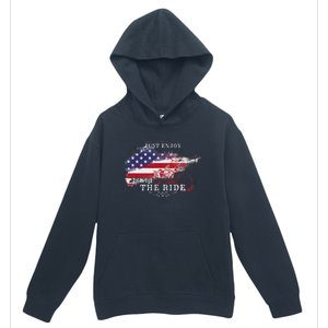 Just Enjoy The Ride Motorcycle Usa Flag Distressed Retro Urban Pullover Hoodie