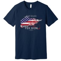 Just Enjoy The Ride Motorcycle Usa Flag Distressed Retro Premium T-Shirt