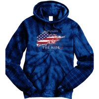 Just Enjoy The Ride Motorcycle Usa Flag Distressed Retro Tie Dye Hoodie