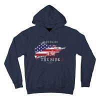 Just Enjoy The Ride Motorcycle Usa Flag Distressed Retro Tall Hoodie