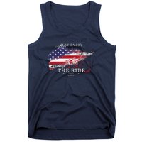 Just Enjoy The Ride Motorcycle Usa Flag Distressed Retro Tank Top