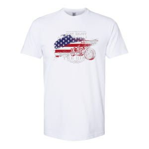 Just Enjoy The Ride Motorcycle Usa Flag Distressed Retro Softstyle® CVC T-Shirt