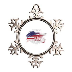 Just Enjoy The Ride Motorcycle Usa Flag Distressed Retro Metallic Star Ornament