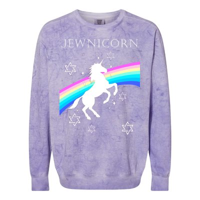 Jewnicorn Funny Hanukkah Unicorn Colorblast Crewneck Sweatshirt