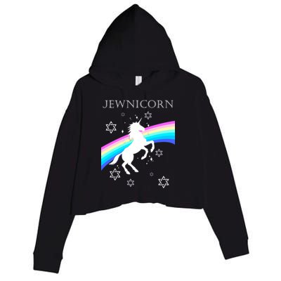 Jewnicorn Funny Hanukkah Unicorn Crop Fleece Hoodie