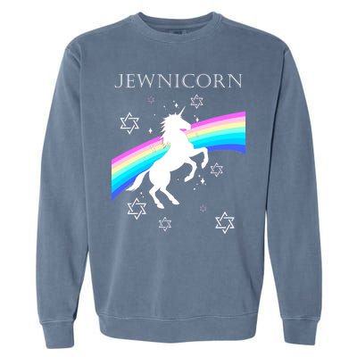 Jewnicorn Funny Hanukkah Unicorn Garment-Dyed Sweatshirt