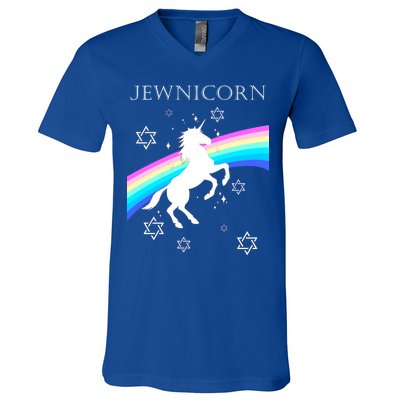 Jewnicorn Funny Hanukkah Unicorn V-Neck T-Shirt