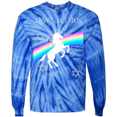 Jewnicorn Funny Hanukkah Unicorn Tie-Dye Long Sleeve Shirt