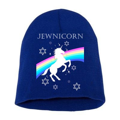 Jewnicorn Funny Hanukkah Unicorn Short Acrylic Beanie