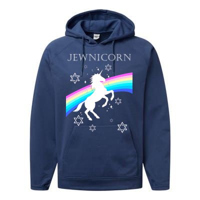 Jewnicorn Funny Hanukkah Unicorn Performance Fleece Hoodie