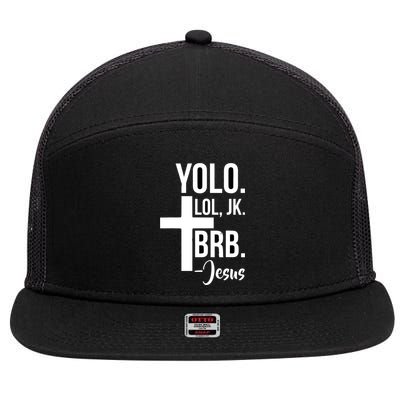 Jesus Easter Yolo Jk Brb Texting 7 Panel Mesh Trucker Snapback Hat