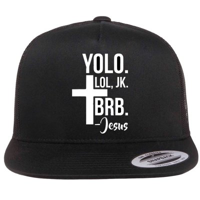 Jesus Easter Yolo Jk Brb Texting Flatbill Hat