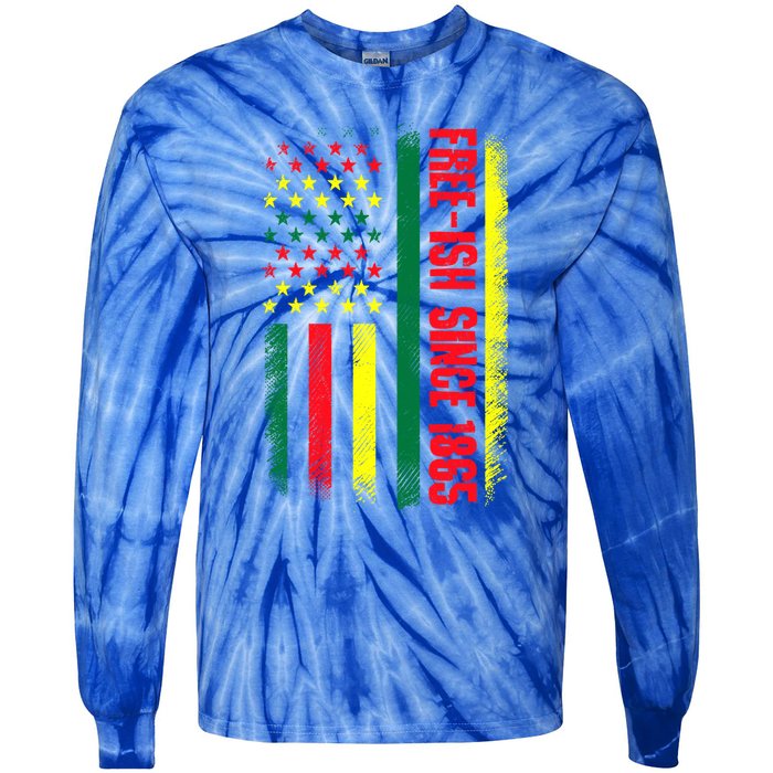 Juneteenth Freeish 1865 American Flag Black Lives Matter Cool Gift Tie-Dye Long Sleeve Shirt